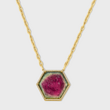 Treasure Jumbo Tourmaline Slice Diamond Halo Necklace