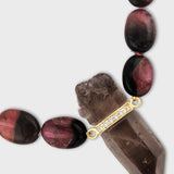 Bio Tourmaline Smoky Quartz Diamond Bar Necklace