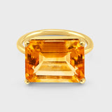 Jumbo Citrine Emerald Cut Ring