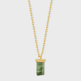 Crystalline Green Tourmaline Diamond Cap Necklace