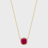 Treasure Watermelon Tourmaline Slice Bezel Necklace