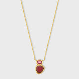 Treasure Pink Tourmaline Slice Oval Gemstone Necklace