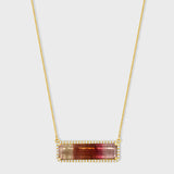 Treasure Rainbow Tourmaline East West Diamond Halo Necklace