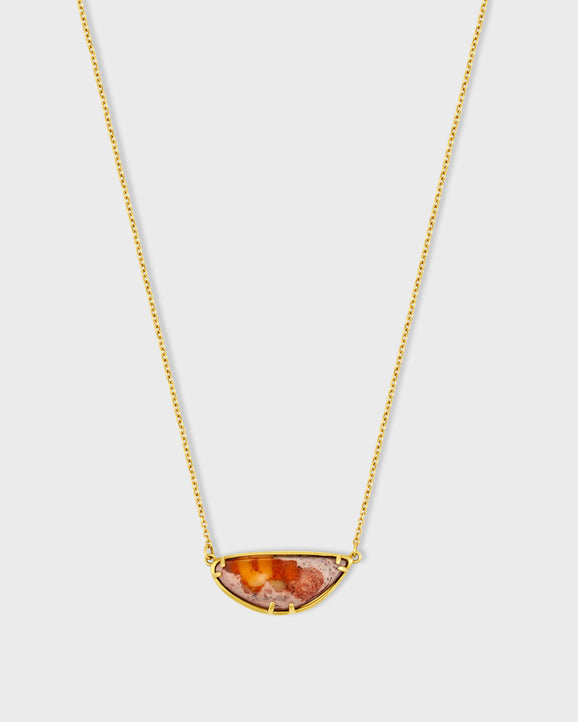 Treasure Boulder Opal in Matrix Bezel Necklace