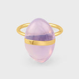 Crystalline Lavender Quartz Gold Bar Ring