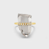 Crystalline Crystal Quartz Diamond Bar Ring