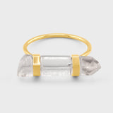 Crystalline Crystal Quartz Double Bar Ring