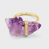 Crystalline Veracruz Amethyst Twin Diamond Bar Ring