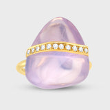 Crystalline Lavender Quartz Diamond Bar Ring