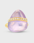 Crystalline Lavender Quartz Diamond Bar Ring