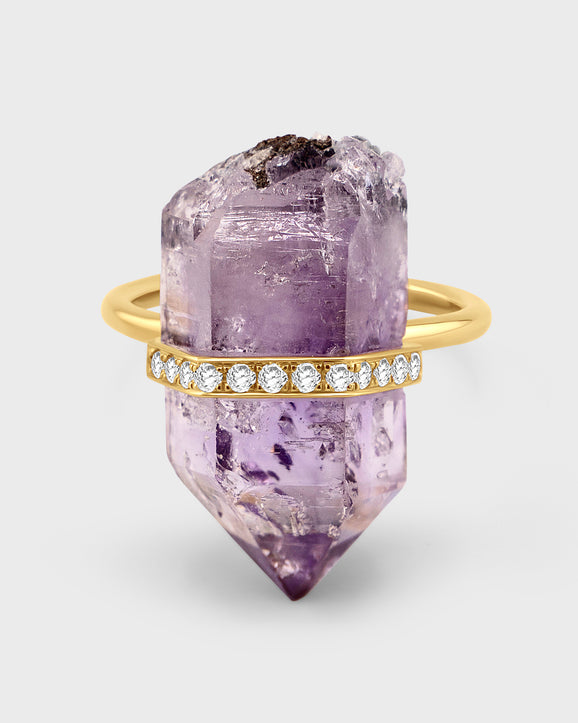 Crystalline Veracruz Amethyst Diamond Bar Ring