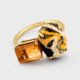 Treasure Bumble Bee Jasper Citrine Moi et Toi Ring