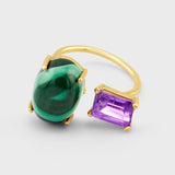 Treasure Malachite Amethyst Double Ring