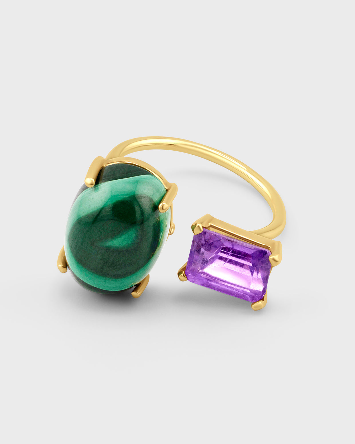 Treasure Malachite Amethyst Double Ring