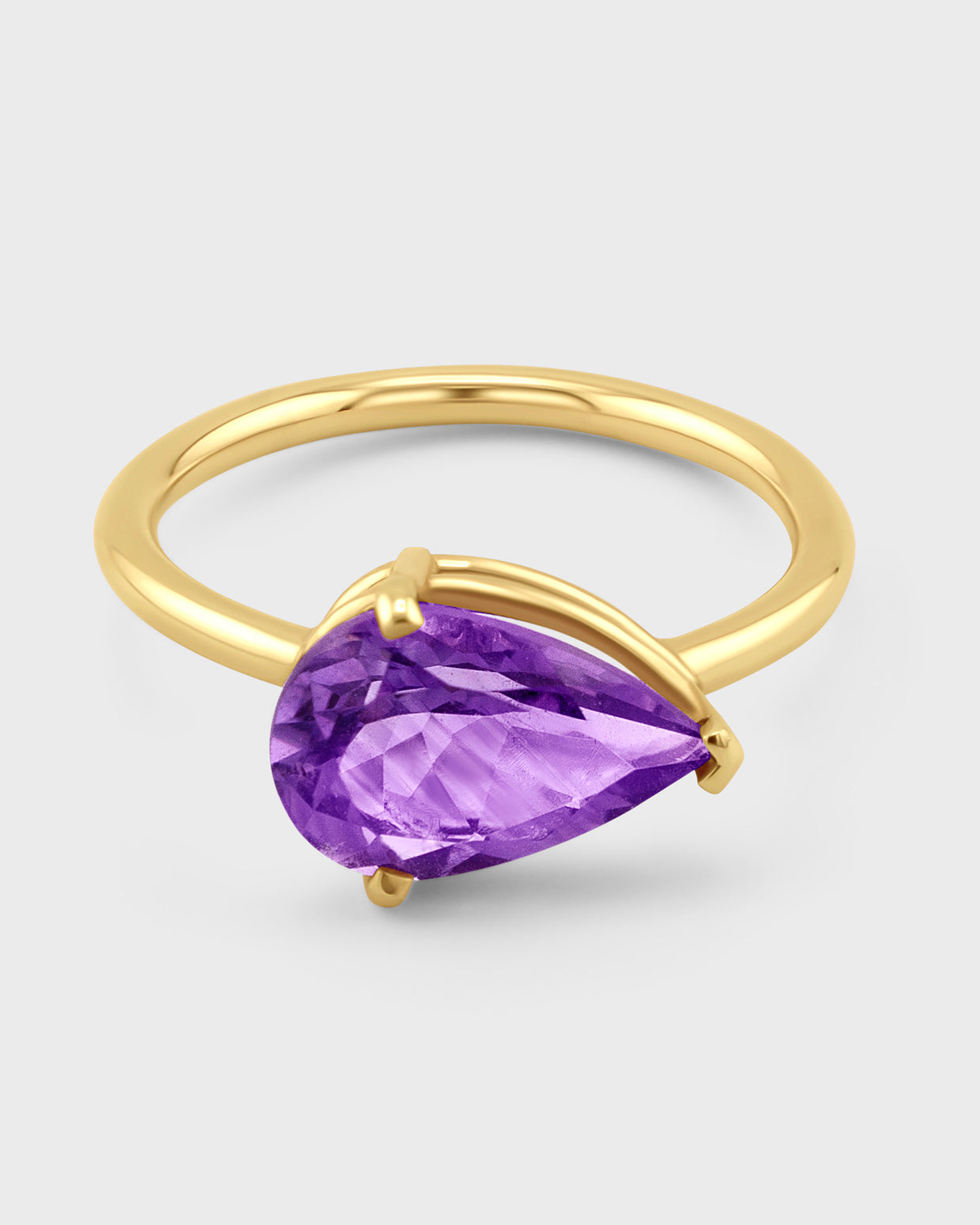 Chakra Amethyst East West Gemstone Ring