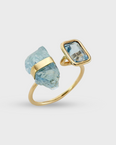 Gemmy Aquamarine Gemstone Double Ring