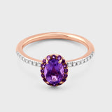 Chakra Amethyst Halo Diamond Ring