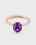 Chakra Amethyst Halo Diamond Ring