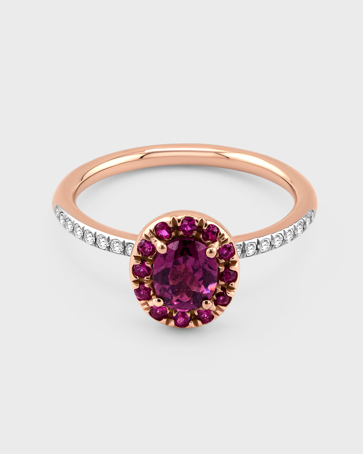 Chakra Ruby Halo Diamond Ring