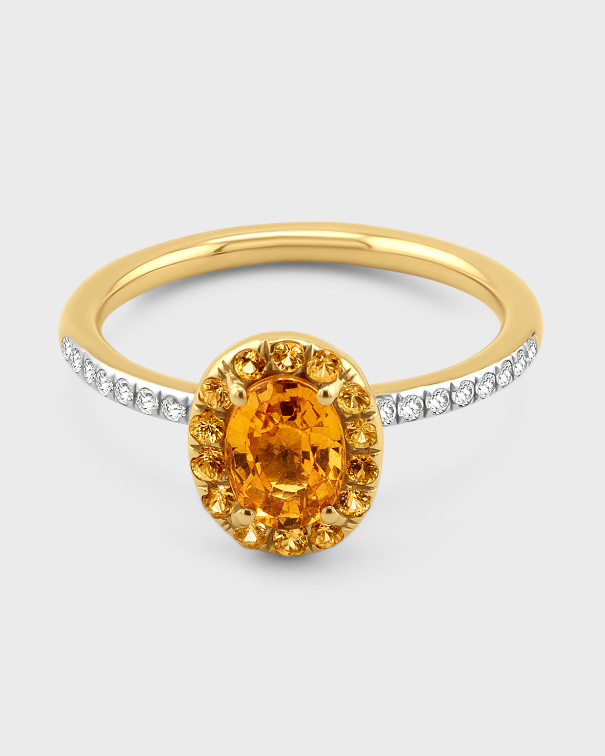 Chakra Yellow Sapphire Halo Diamond Ring