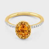 Chakra Yellow Sapphire Halo Diamond Ring - Size 7