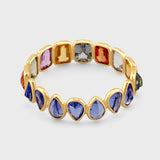 Chakra Two Sided Rainbow Sapphire & Blue Sapphire Gold Bezel Ring