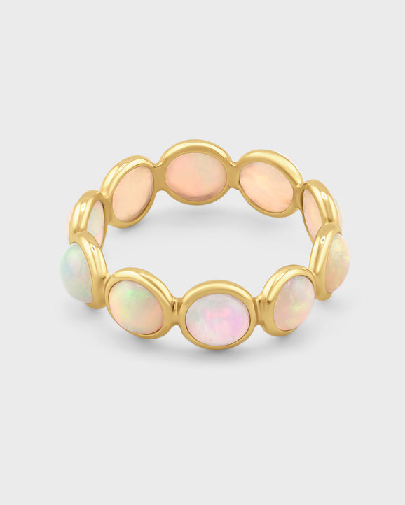 Soleil Opal Gold Bezel Ring