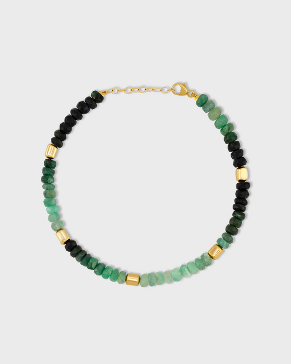 Men's Arizona Jumbo Emerald Gold Bead Bracelet