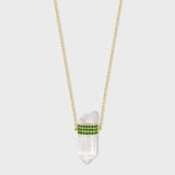 Men's Crystalline Crystal Quartz Triple Emerald Bar Necklace