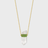 Crystalline Crystal Quartz Triple Emerald Bar Necklace