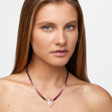 Arizona Ombre Ruby Rose Quartz Gold Bar Necklace