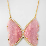Jumbo Pink Tourmaline Diamond Butterfly Necklace