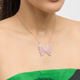 Jumbo Pink Tourmaline Diamond Butterfly Necklace
