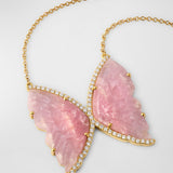 Jumbo Pink Tourmaline Diamond Butterfly Necklace