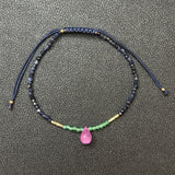 Leorio Sapphire Emerald Ruby Gold Cord Bracelet