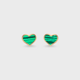 Malachite Inlay Heart Earrings