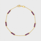 Marquet Amethyst Gold Bar Chain Bracelet