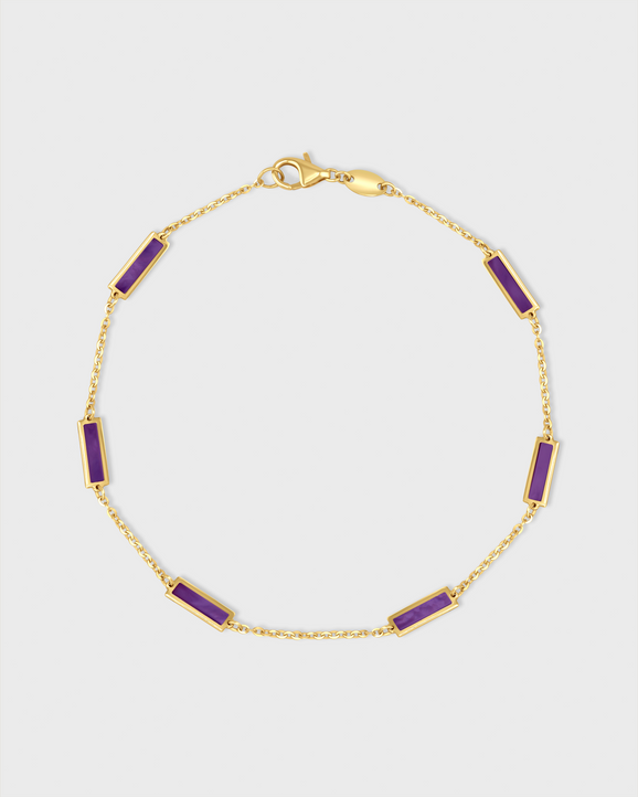 Marquet Amethyst Gold Bar Chain Bracelet