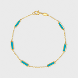 Marquet Turquoise Gold Bar Chain Bracelet