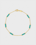 Marquet Turquoise Gold Bar Chain Bracelet