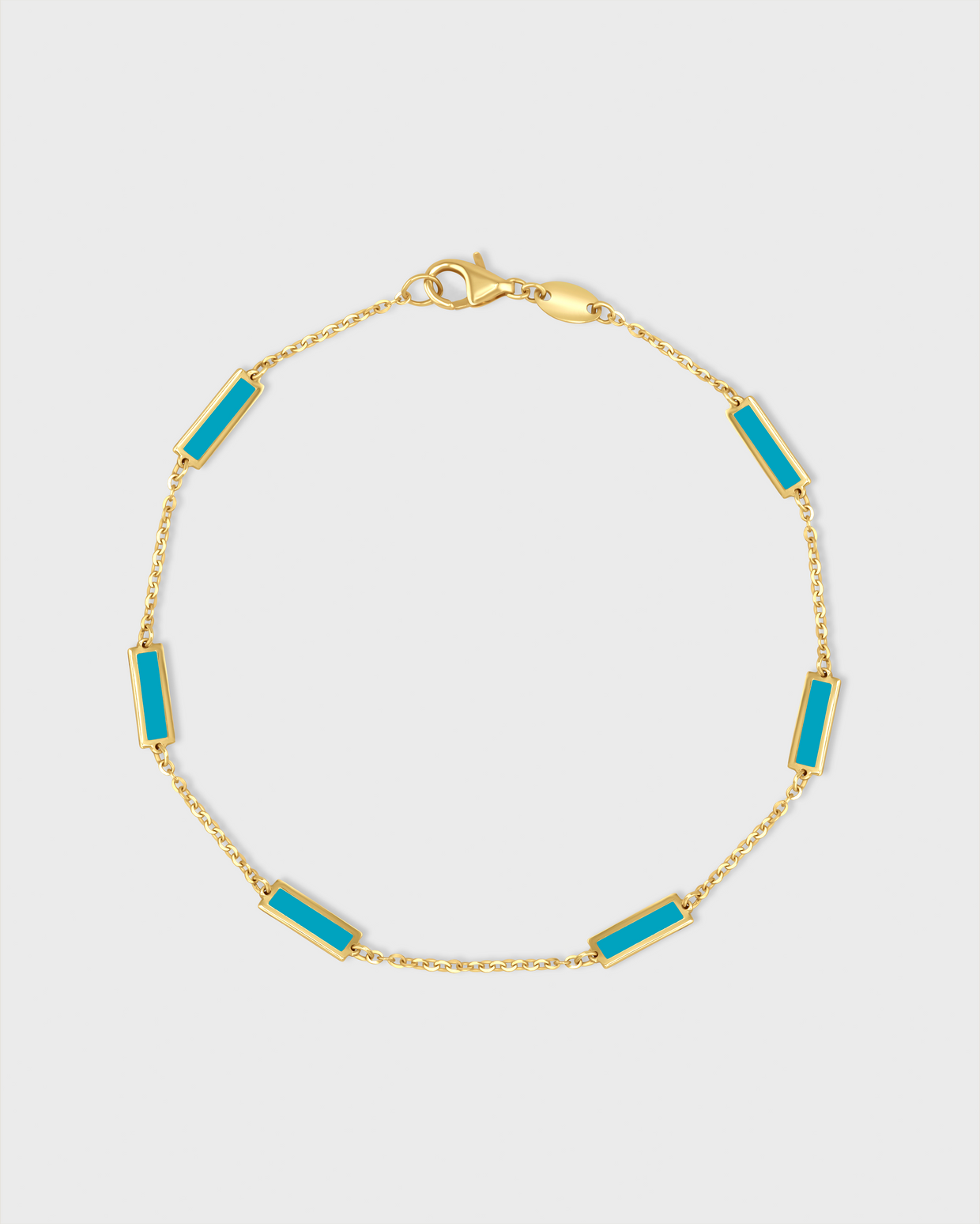 Marquet Turquoise Gold Bar Chain Bracelet