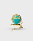 Nevada Mona Lisa Turquoise Diamond Halo Spiral Ring