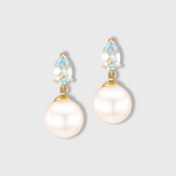 Ocean Blue Topaz Classic Pearl Earrings