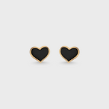 Onyx Inlay Heart Earrings