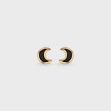 Onyx Inlay Moon Earrings