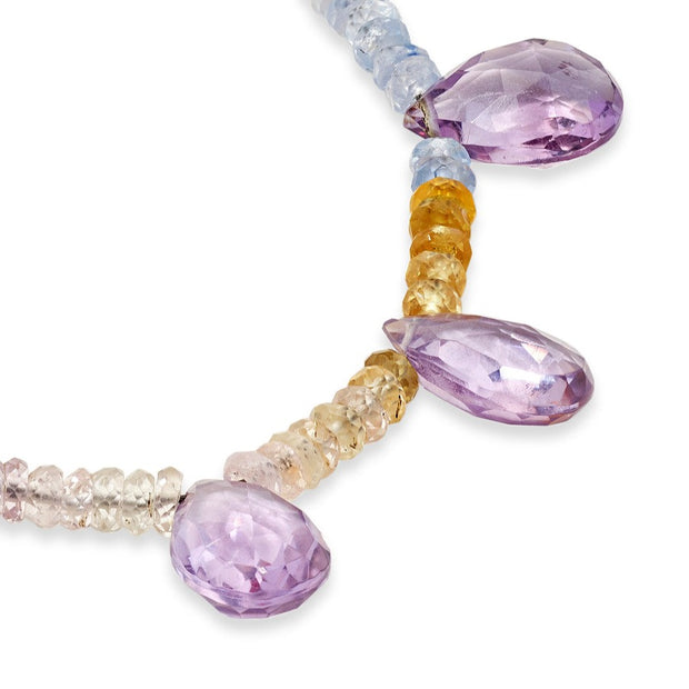 Pastel Sapphire Pink Amethyst Drops Necklace