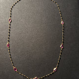 Pink Sapphire With Diamond Gold Chain Necklace