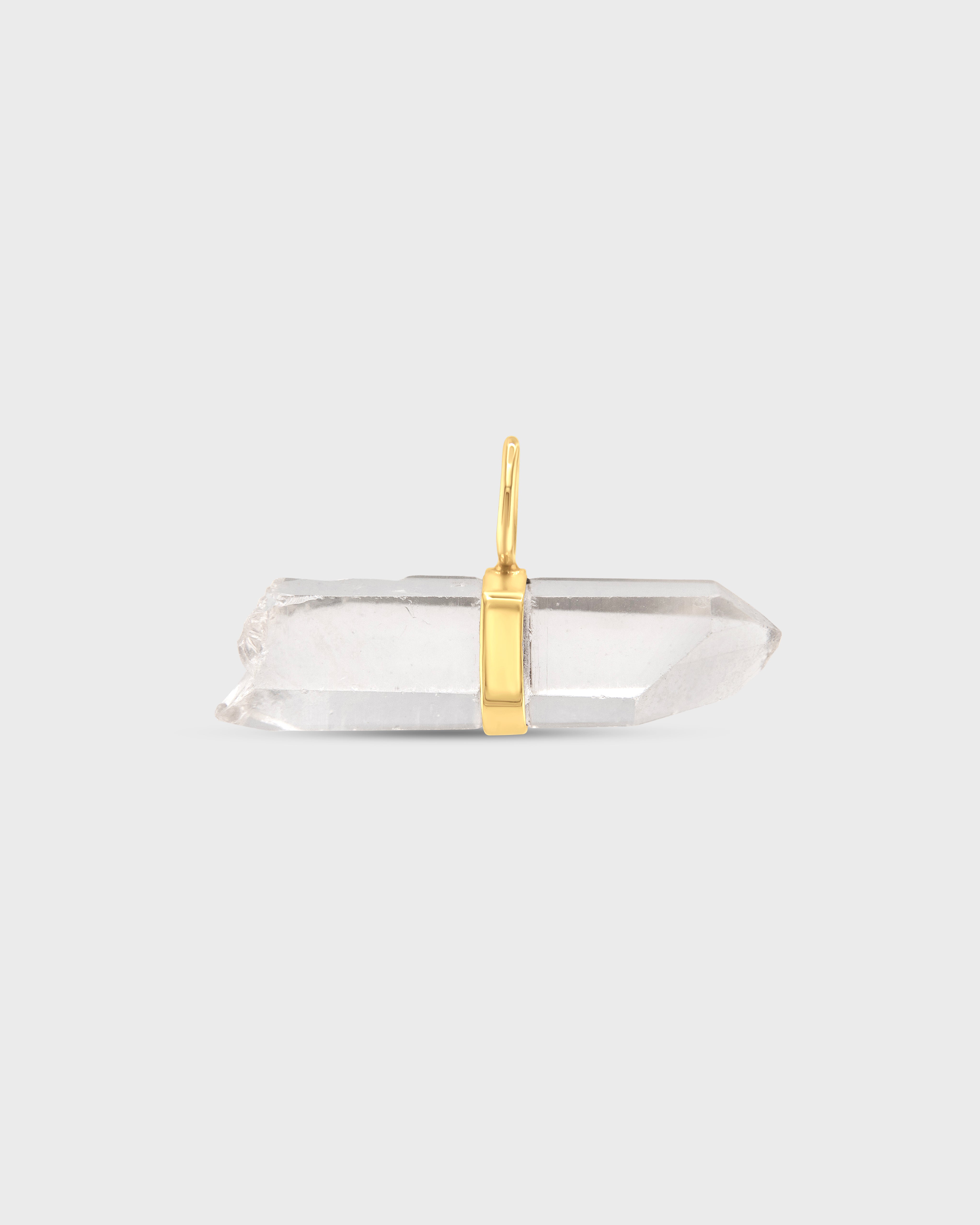 Crystal Quartz Gold Bar Charm