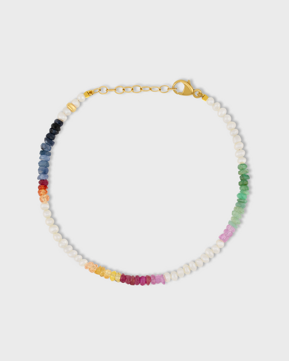 Rainbow Sapphire Pearl Bracelet