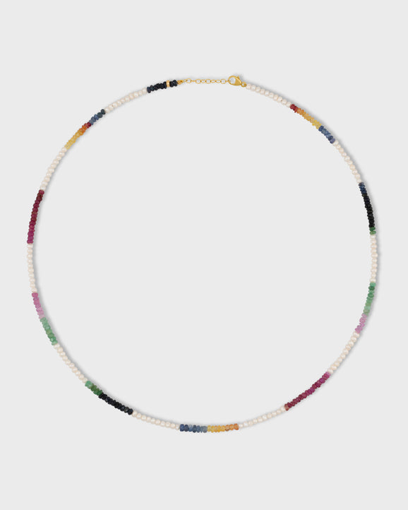 Rainbow Sapphire Pearl Necklace